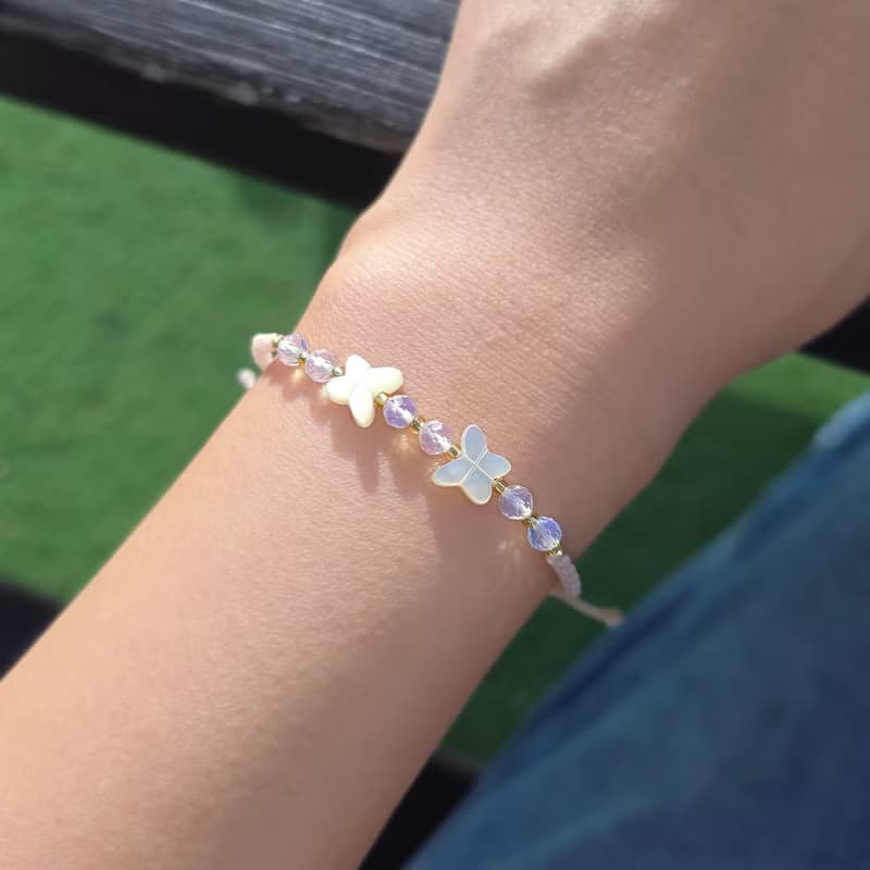 Butterfly Mother-of-Pearl Opalite Knot Bracelet