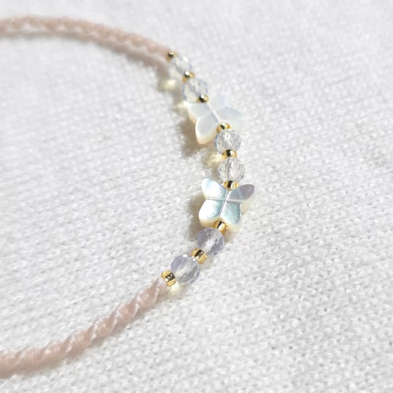 Butterfly Mother-of-Pearl Opalite Knot Bracelet