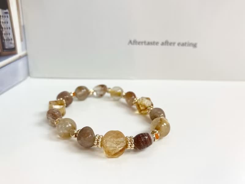 大地色招財系列 黃水晶、銅髮晶、金鈦晶配可拆式配鏈/吊飾