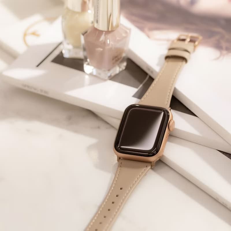 Apple Watch 38/40/41/42mm 莫蘭迪仕女真皮錶帶