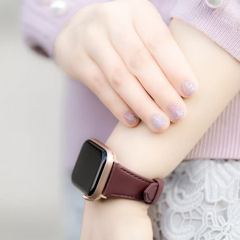 Apple Watch 38/40/41/42mm 莫蘭迪仕女真皮錶帶