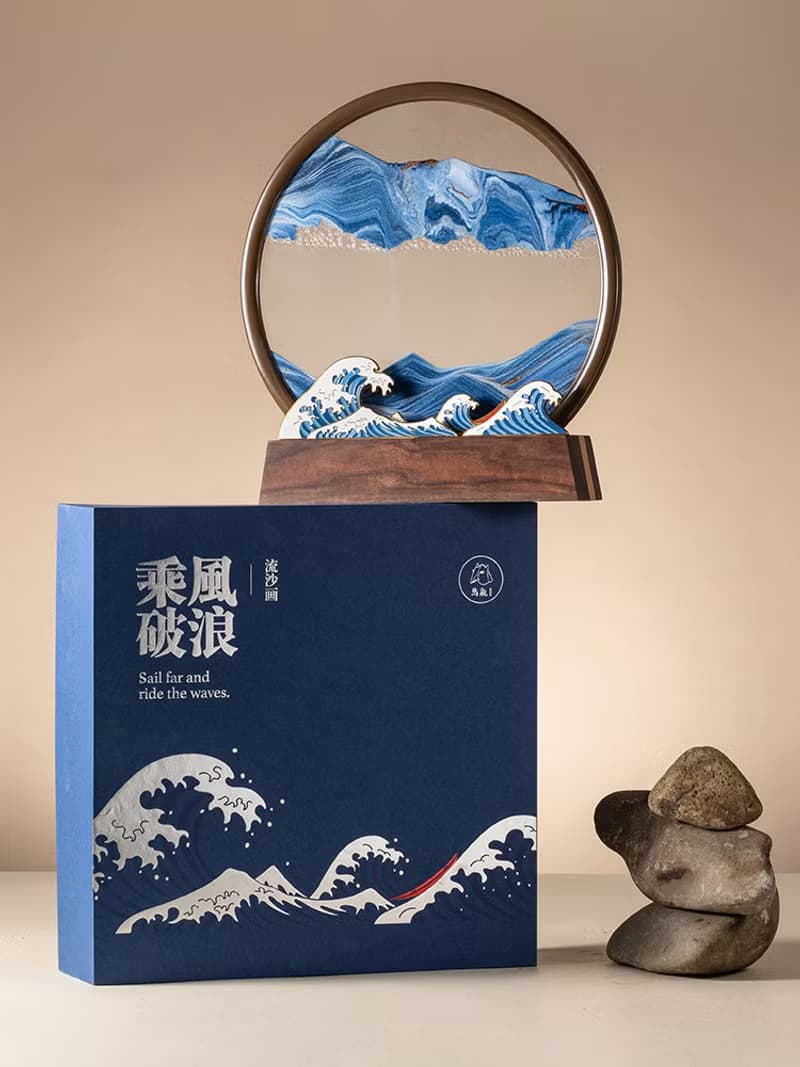 乘風破浪流沙畫 中國古韻禮盒 室內擺設 辦公室裝飾 商務禮