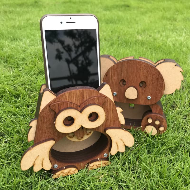 【手作DIY】動物 手機 音箱 可愛 木製擺飾 木質 質感 送禮 實用