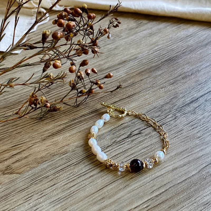 白雪公主-紅石榴石 白水晶 珍珠