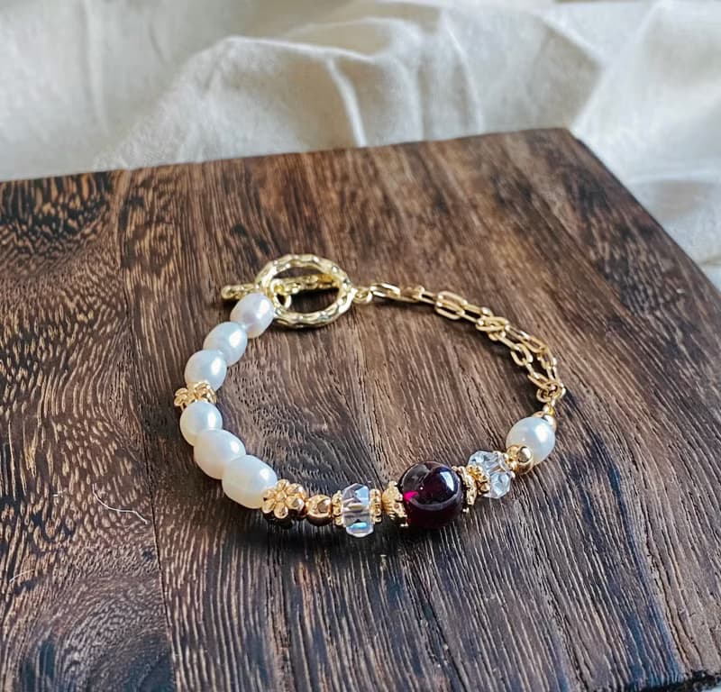 白雪公主-紅石榴石 白水晶 珍珠