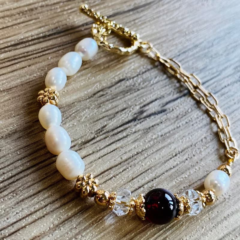 白雪公主-紅石榴石 白水晶 珍珠