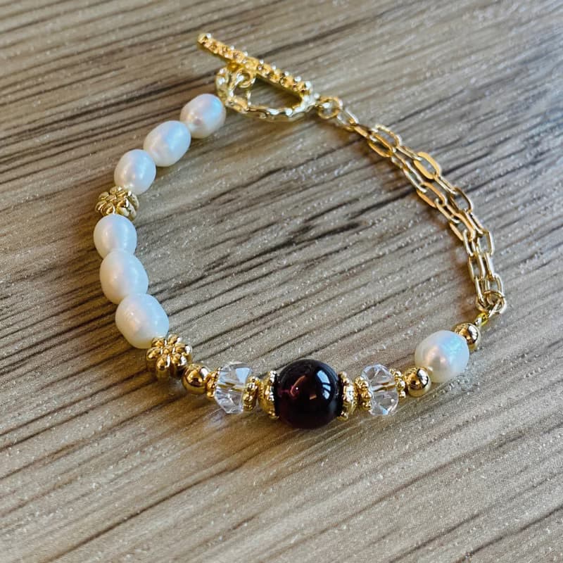 白雪公主-紅石榴石 白水晶 珍珠