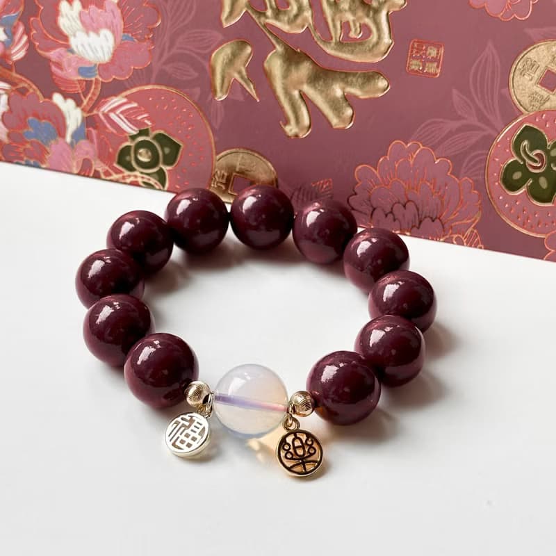 【2025迎蛇年】硃砂|蛋白石|14K鍍金手鏈 平安福樂 新年禮物