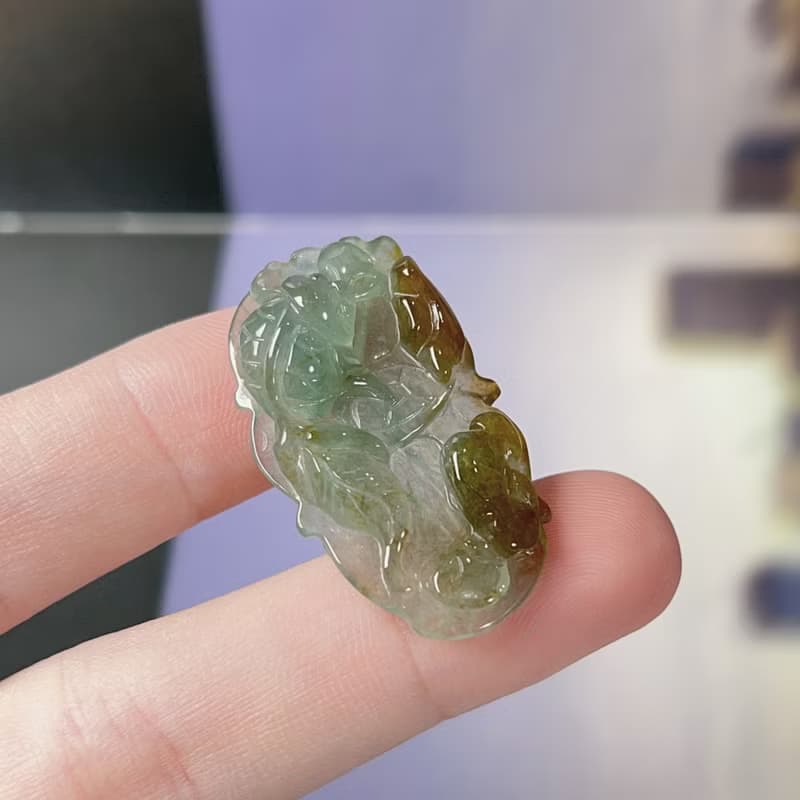 冰飄黃翡翠荷包有魚 | 天然A貨翡翠 | 送禮