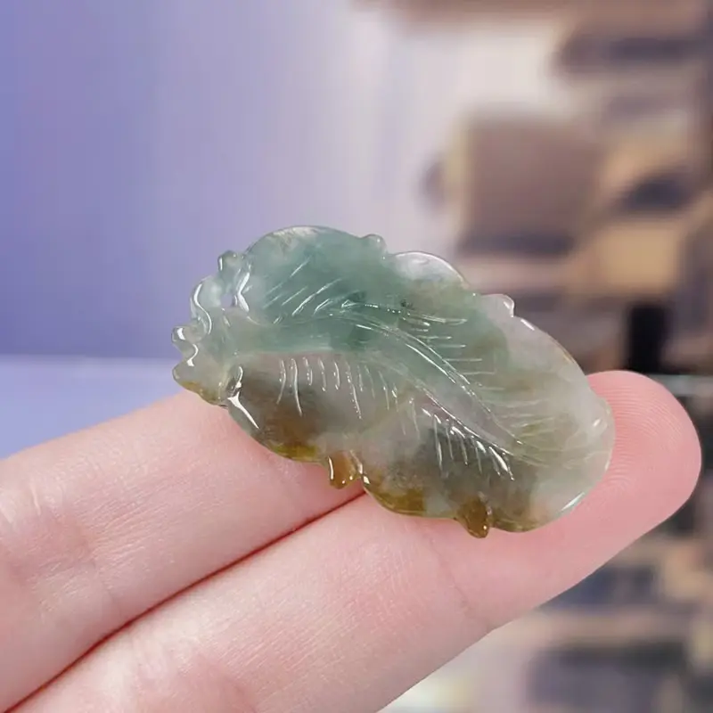 冰飄黃翡翠荷包有魚 | 天然A貨翡翠 | 送禮
