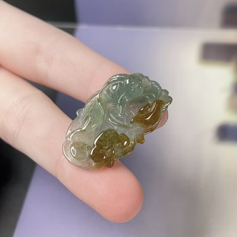冰飄黃翡翠荷包有魚 | 天然A貨翡翠 | 送禮