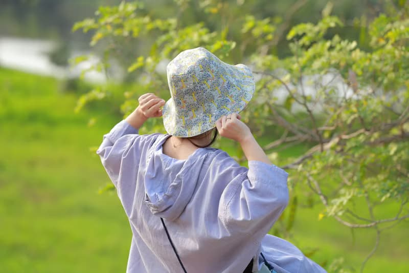 手工雙面漁夫帽/寬帽簷/大帽簷/遮陽帽/淺灰/小森林/狐狸刺蝟兔子