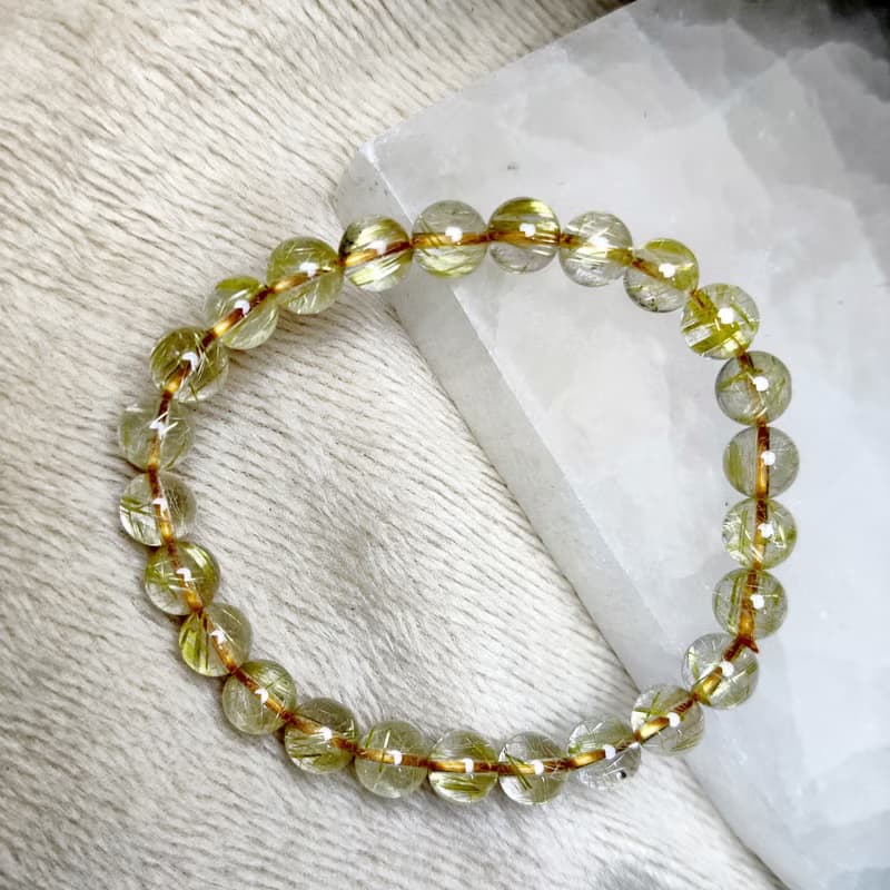 【訂製品】維納斯 金髮晶 7.5-13mm 手串 手鍊 天然水晶 金鈦 髮
