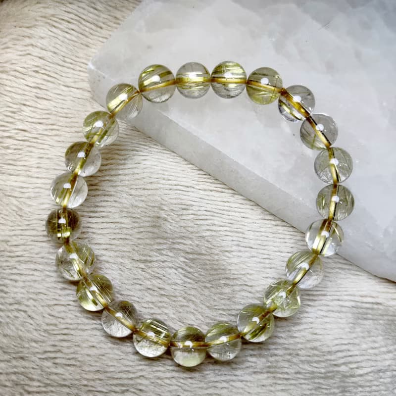 【訂製品】維納斯 金髮晶 7.5-13mm 手串 手鍊 天然水晶 金鈦 髮