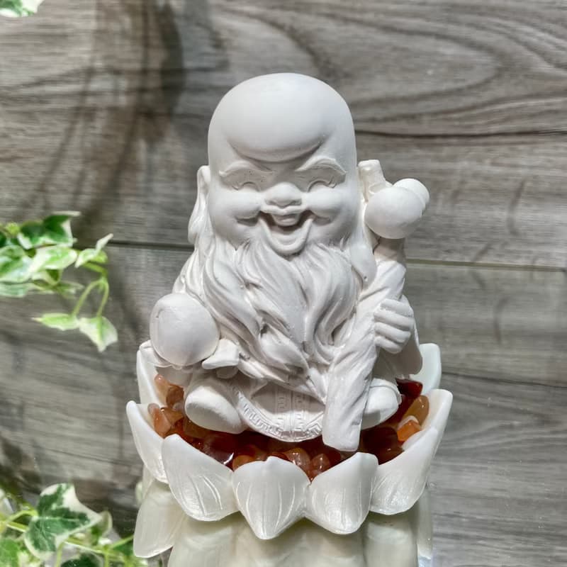 南極仙翁 紅水晶與蓮花座 珪藻擴香石家飾 Q版公仔 吸濕防潮
