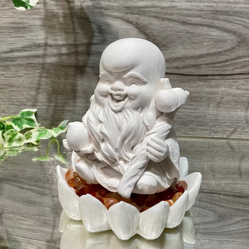 南極仙翁 紅水晶與蓮花座 珪藻擴香石家飾 Q版公仔 吸濕防潮