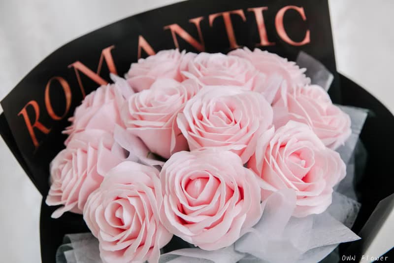 粉玫瑰花束/香皂花花束/生日花束/情人節花束/告白花束/女友花束