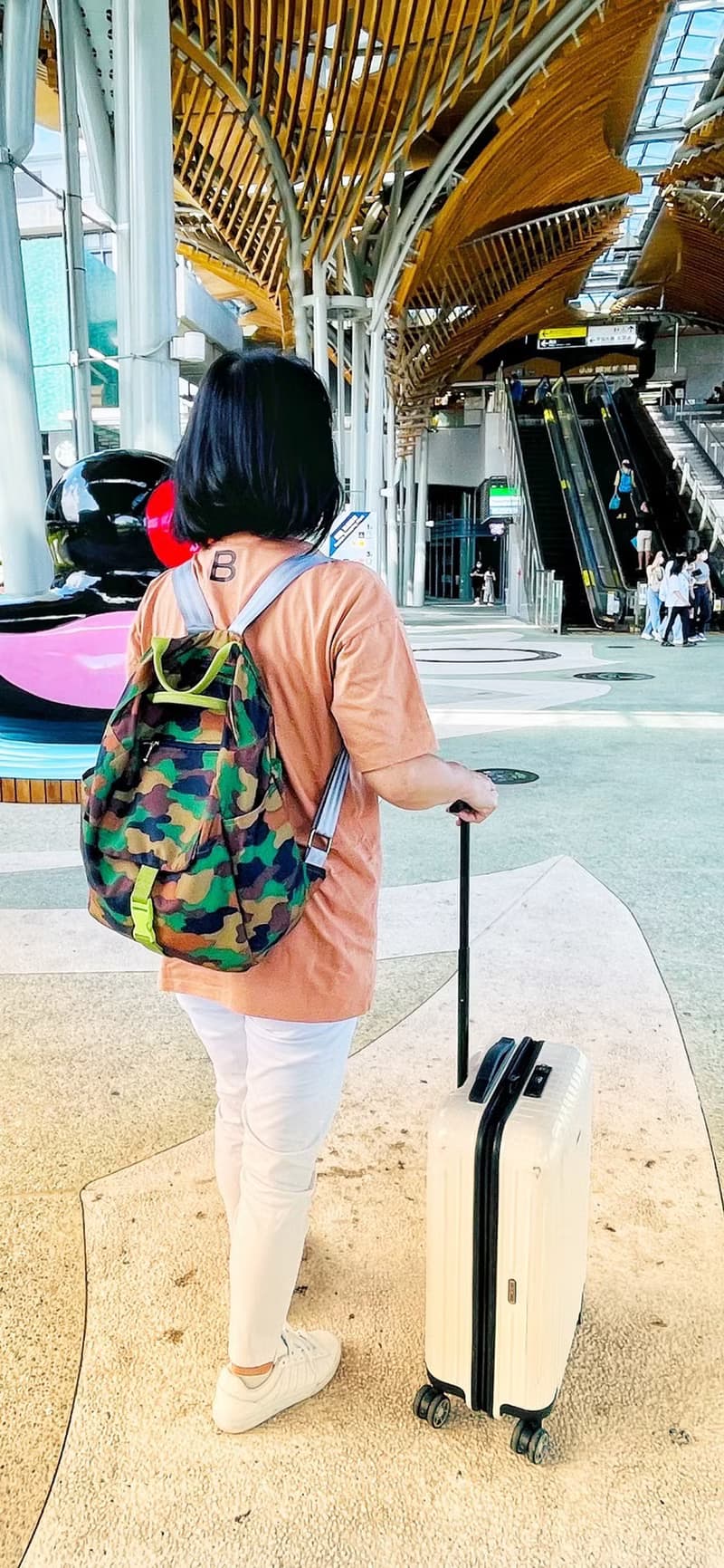防水迷彩後背包旅行袋行李袋手提袋可裝A4筆電或PAD掛行李箱拉桿