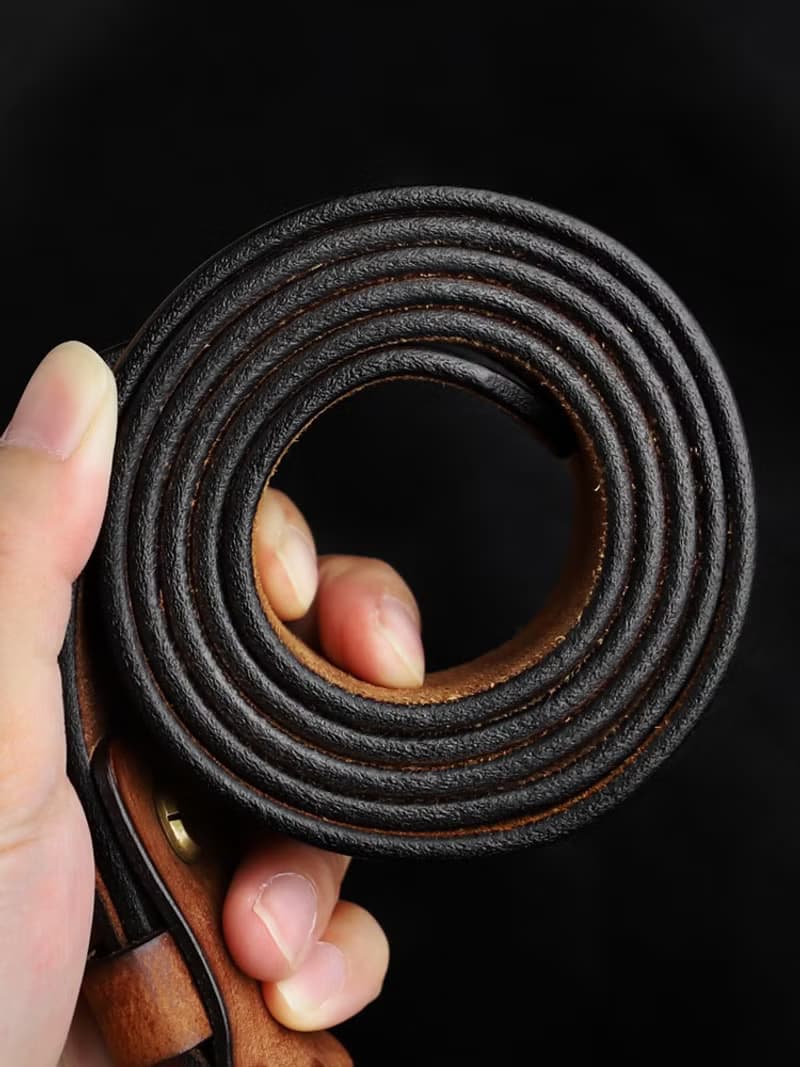 真皮純牛皮腰帶 手工製作男士皮帶 銅針扣 美式復古
