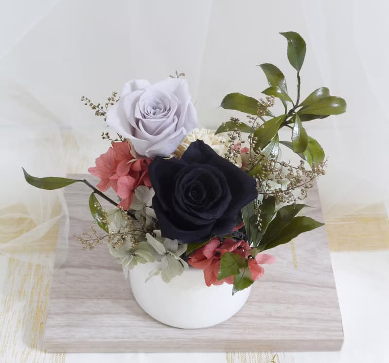 情人節禮物花束工業風黑玫瑰永生盆花 開幕結婚捧花永生乾燥花畢