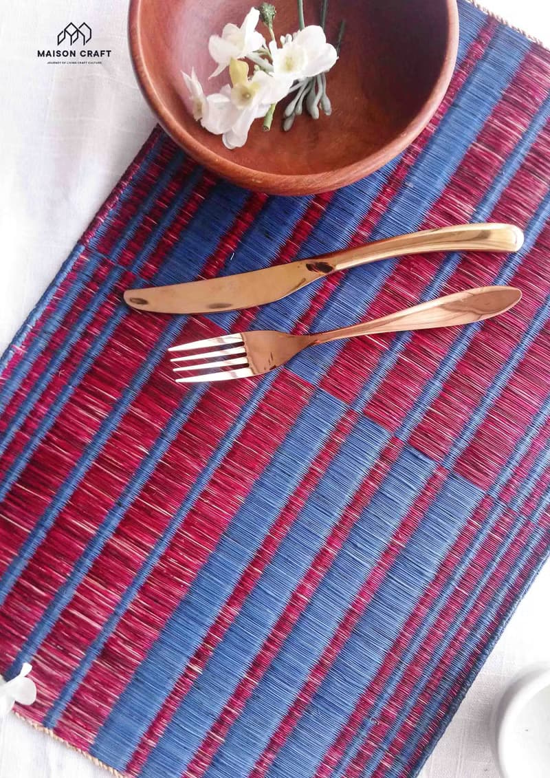 Set 2, Indigo Housewarming, Home Gifts, placemat, table mat, jute platemat