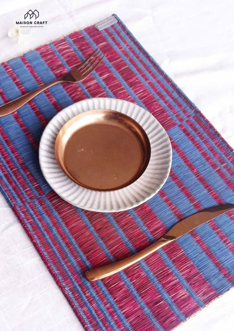 Set 2, Indigo Housewarming, Home Gifts, placemat, table mat, jute platemat