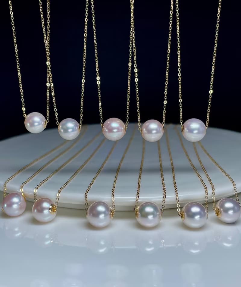 極光之域18K金Akoya海水珍珠真珠項鍊8.5–9mm路路通珍珠項鍊7