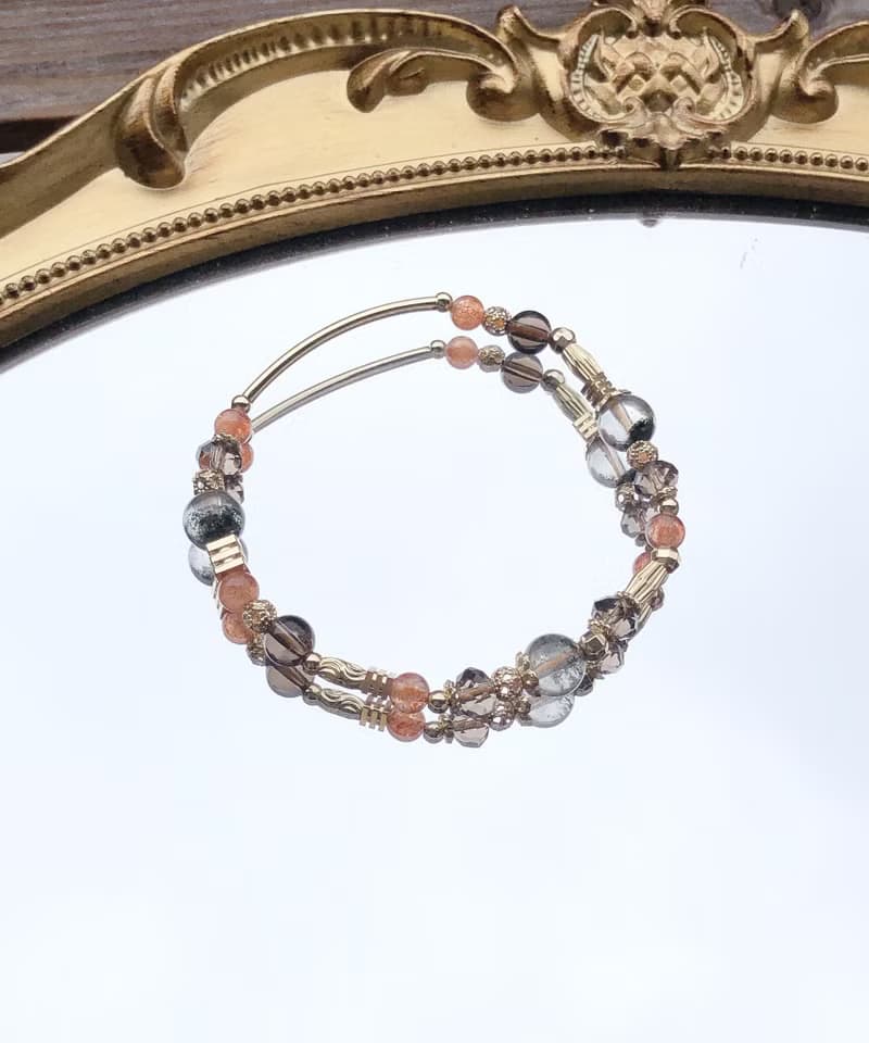 綠幽靈、金太陽、茶晶 天然石手鍊