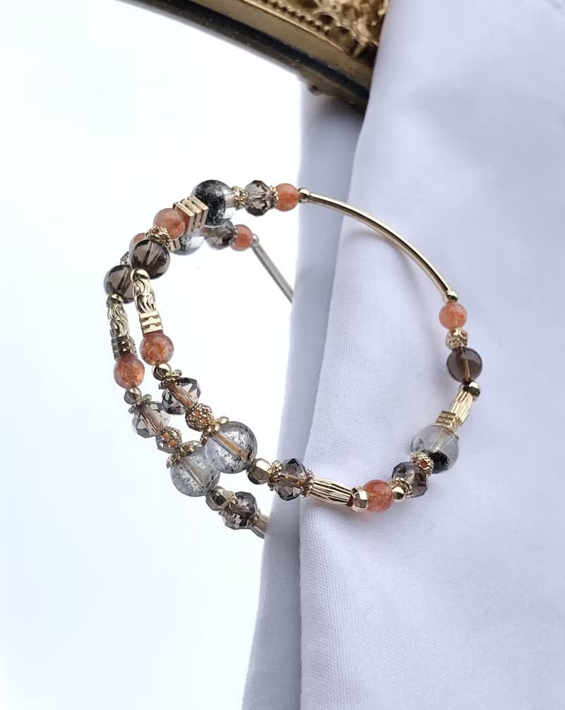 綠幽靈、金太陽、茶晶 天然石手鍊