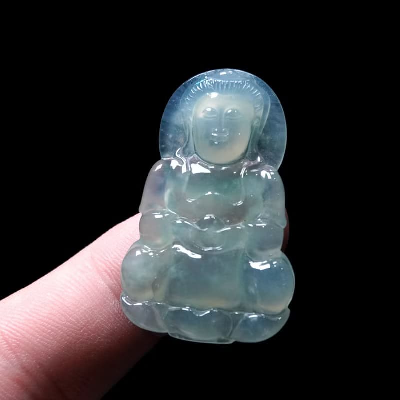 冰晴水翡翠精雕觀音菩薩 | 天然緬甸玉翡翠A貨 | 送禮