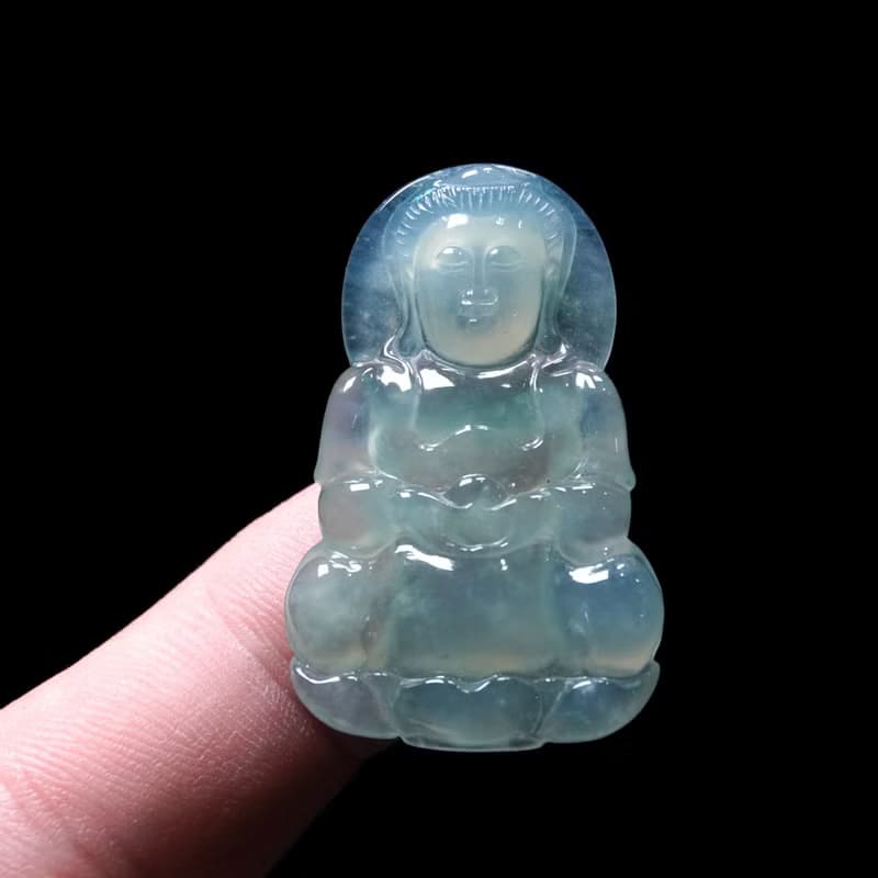 冰晴水翡翠精雕觀音菩薩 | 天然緬甸玉翡翠A貨 | 送禮