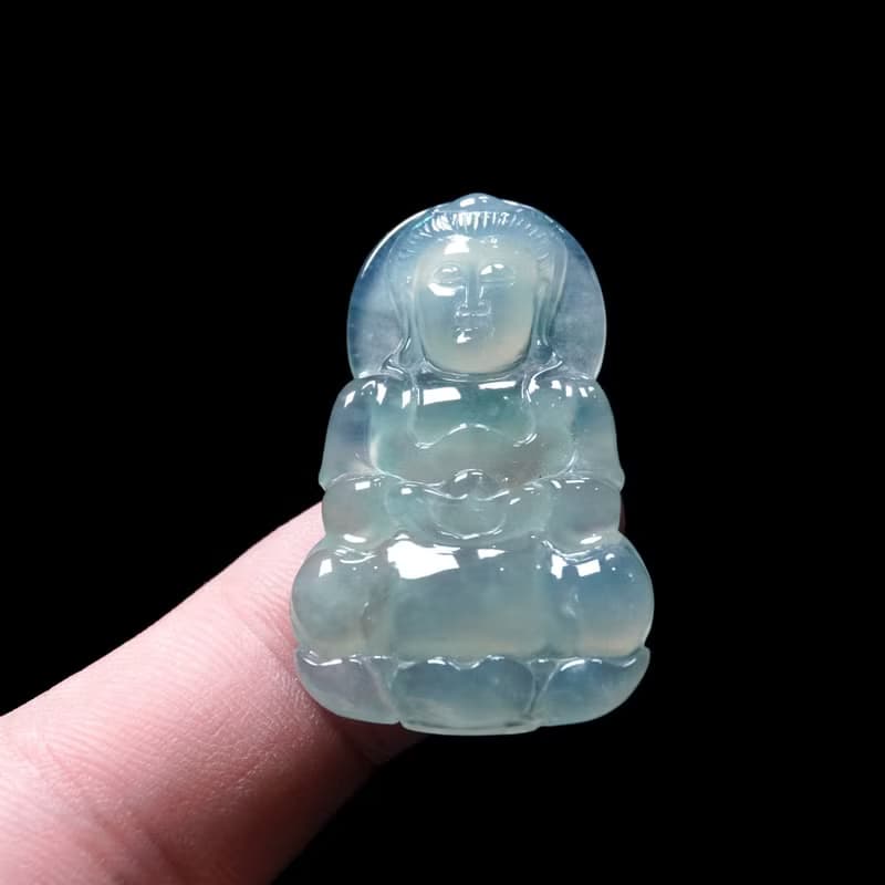 冰晴水翡翠精雕觀音菩薩 | 天然緬甸玉翡翠A貨 | 送禮