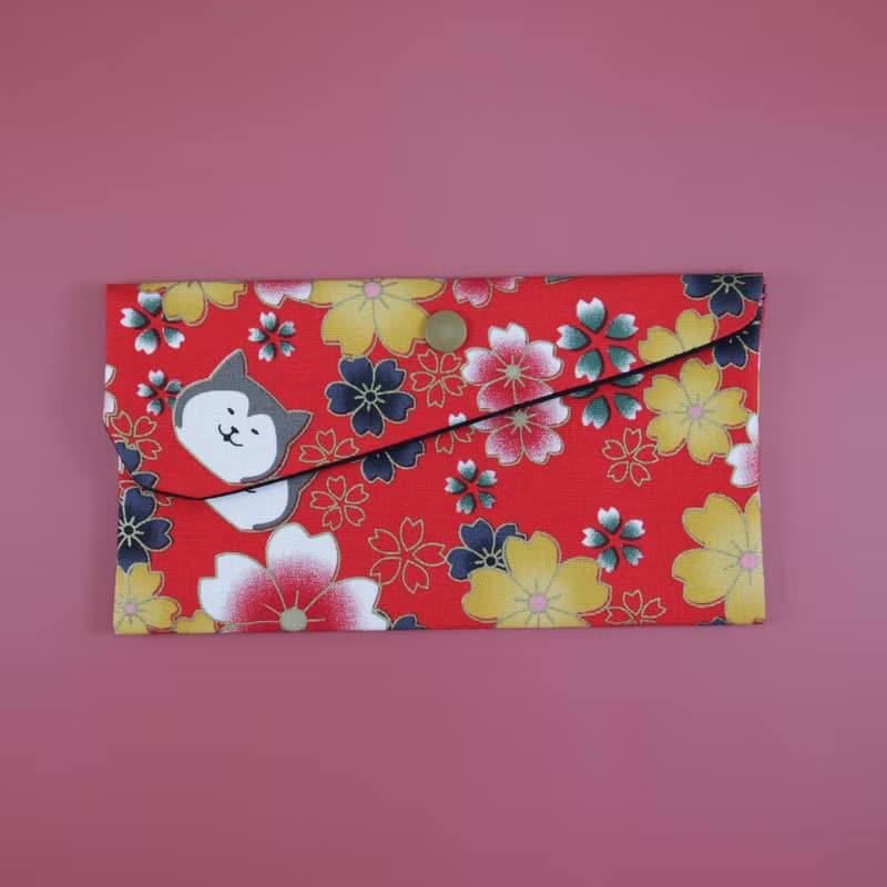 燙金紅包袋 燙金柴犬櫻花 布紅包袋 存摺袋 龍年紅包春聯