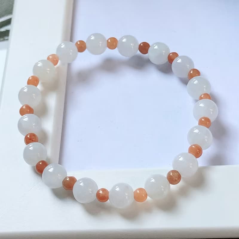 冰種紅白翡翡翠手珠 | 天然緬甸玉A貨翡翠 | 送禮
