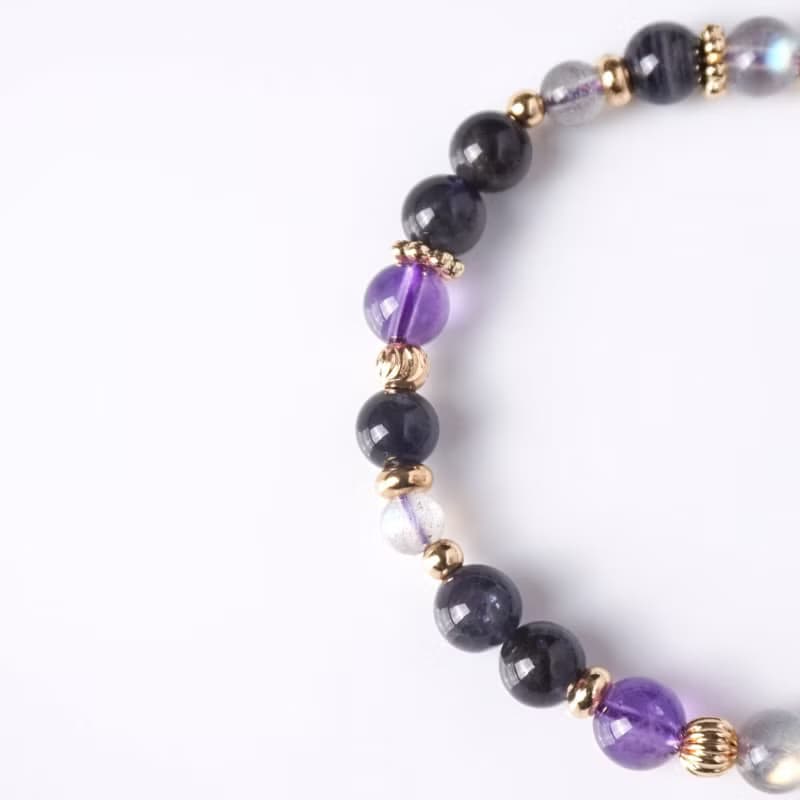 凝月 // 堇青石拉長石紫水晶 手鍊 // 療癒 淨空 放鬆