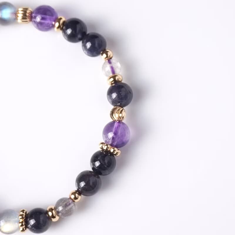 凝月 // 堇青石拉長石紫水晶 手鍊 // 療癒 淨空 放鬆