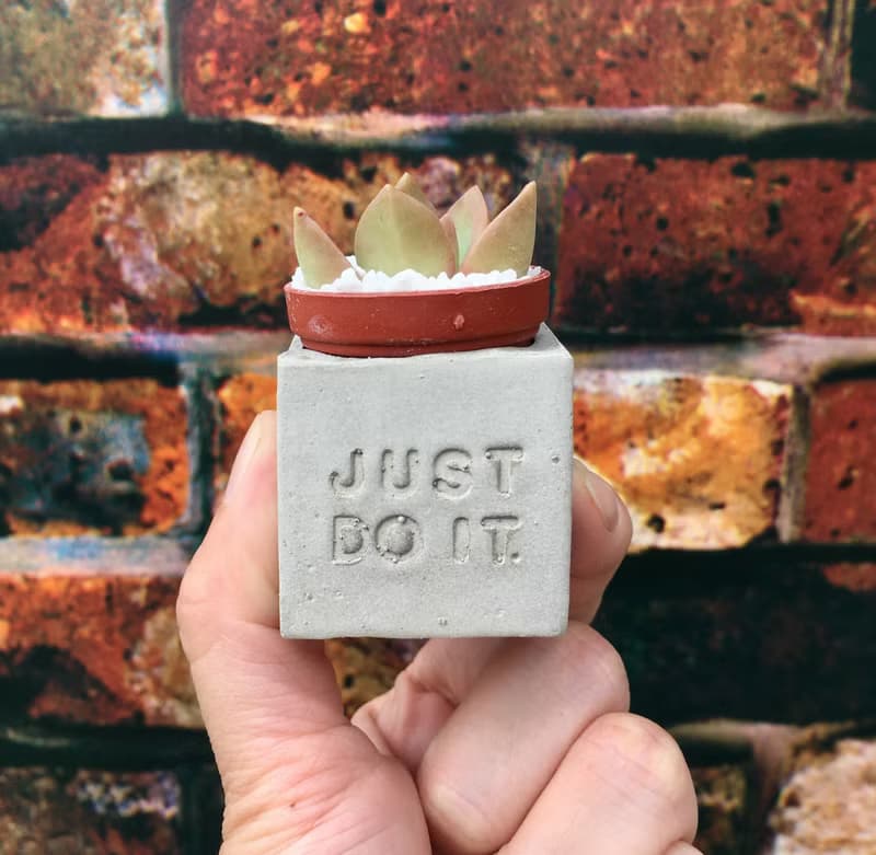 Just do it。做就對了。多肉磁鐵盆栽