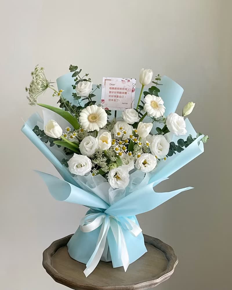 【鮮花】白綠色鮮花花束訂製