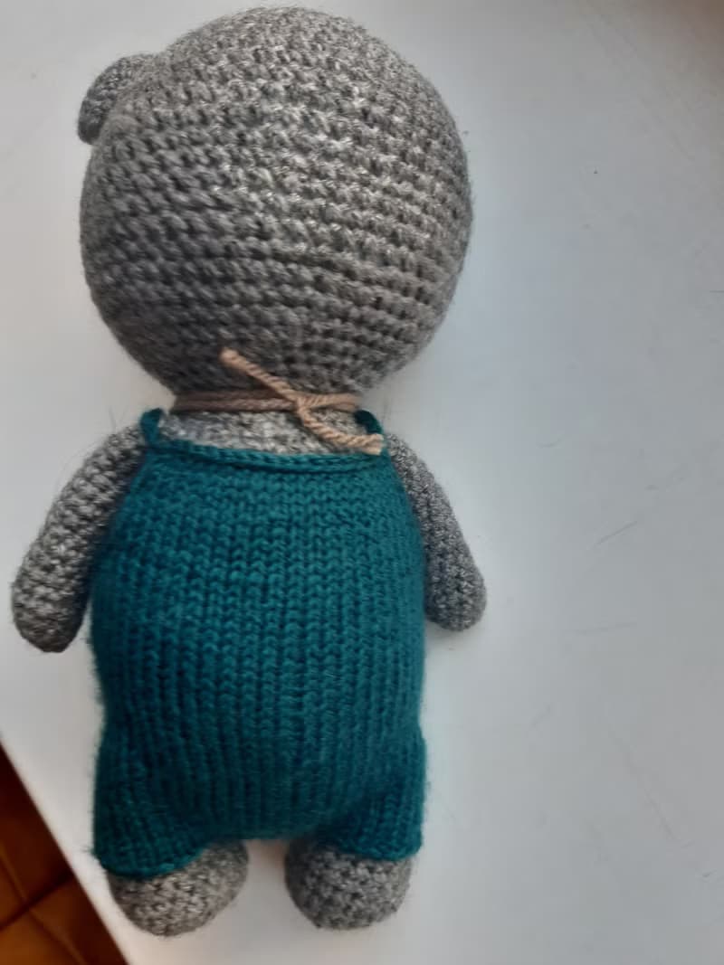 Hand crochet Funny Bear in Overalls Stuffed toys Plush toys Animals Knit Gift