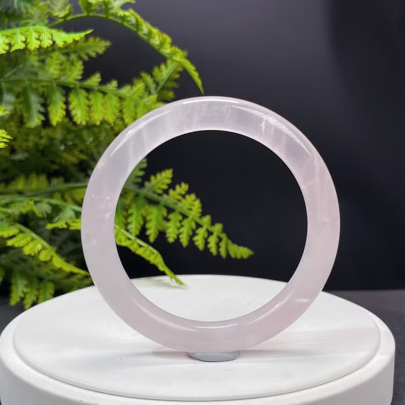 精品 粉晶手鐲 61+MM 冰透星光閃片淺粉色玫瑰石英手環 溫柔粉嫩