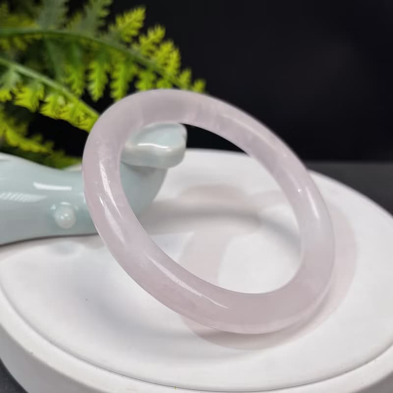 精品 粉晶手鐲 61+MM 冰透星光閃片淺粉色玫瑰石英手環 溫柔粉嫩