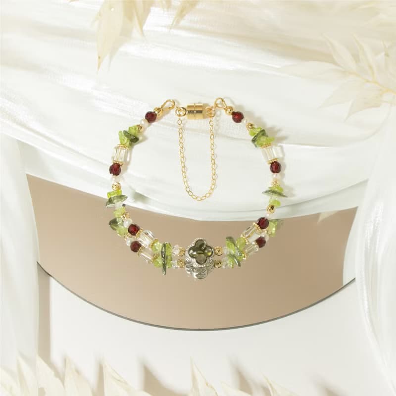 來自宇宙的祝福與寬容 - 捷克隕石 利比亞隕石 石榴石 天然石手鍊