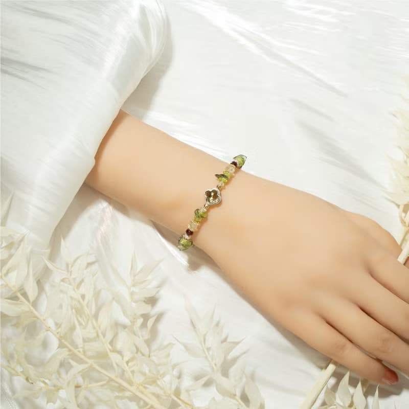 來自宇宙的祝福與寬容 - 捷克隕石 利比亞隕石 石榴石 天然石手鍊