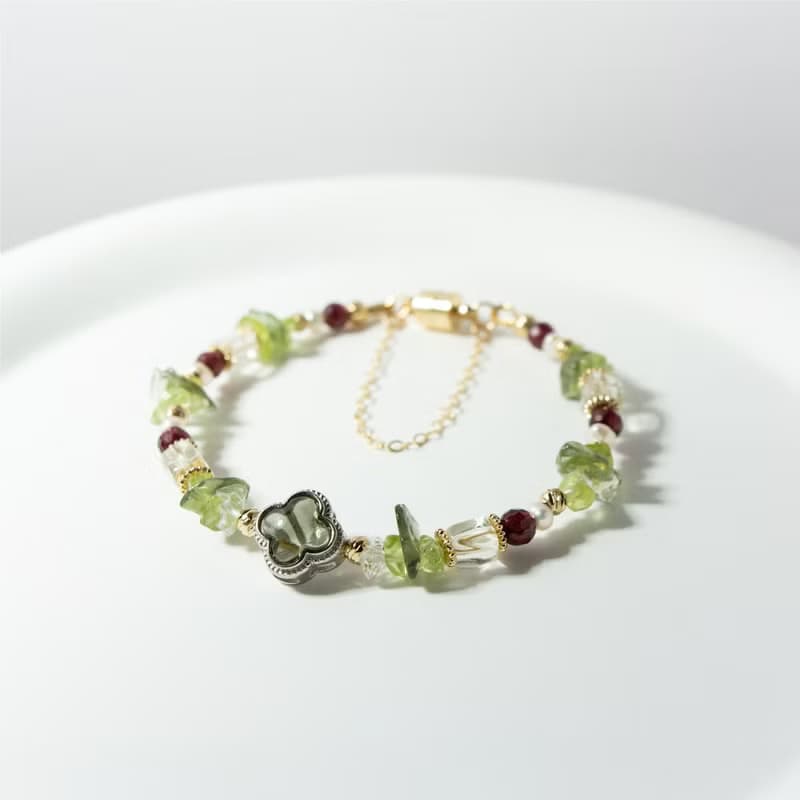 來自宇宙的祝福與寬容 - 捷克隕石 利比亞隕石 石榴石 天然石手鍊