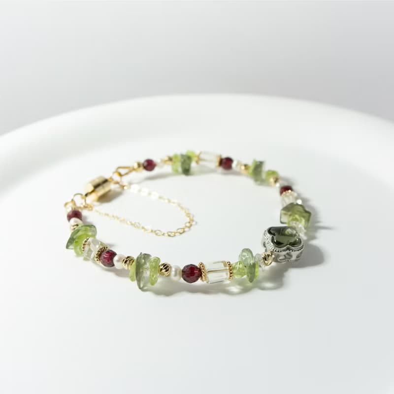 來自宇宙的祝福與寬容 - 捷克隕石 利比亞隕石 石榴石 天然石手鍊