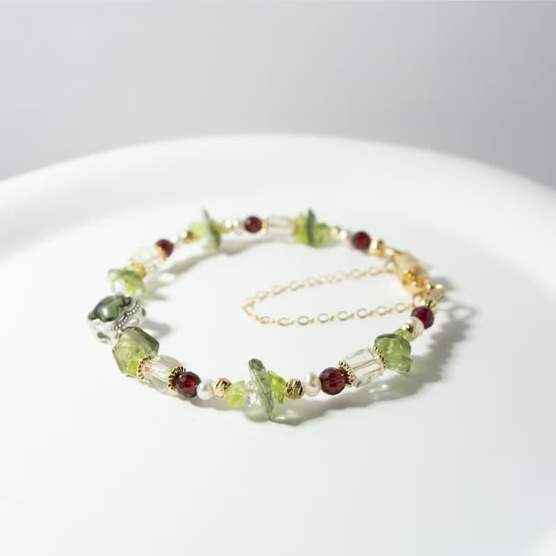 來自宇宙的祝福與寬容 - 捷克隕石 利比亞隕石 石榴石 天然石手鍊