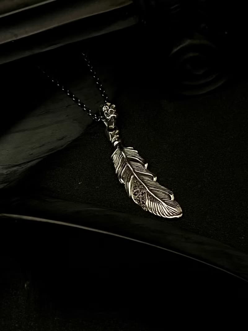 【新品】羽毛/純銀925/黑曜石/白水晶/單墜
