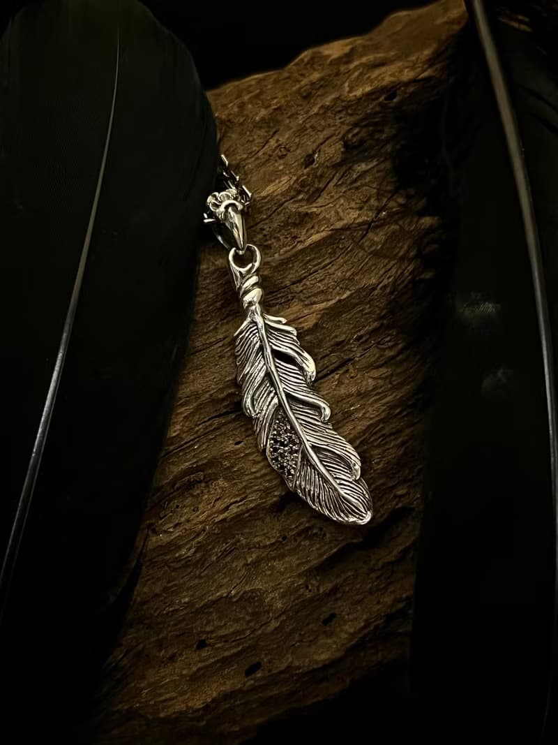 【新品】羽毛/純銀925/黑曜石/白水晶/單墜