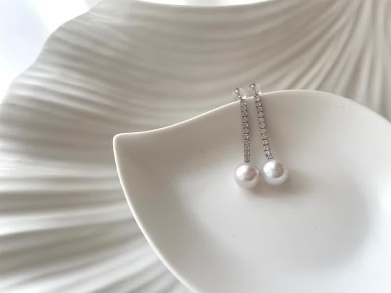 天然海水珍珠 S925銀款 鋯石 鑲嵌 流蘇 耳飾