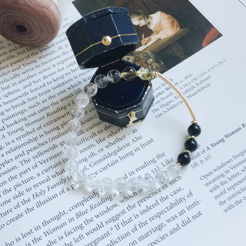 Enko | 貝利隱藏的期待 黑曜石 白水晶 黃水晶 14k包金手鍊